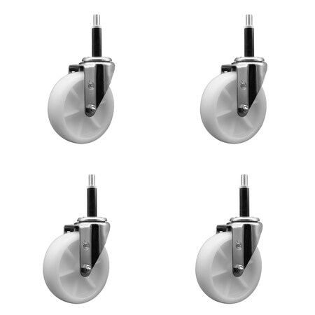 Service Caster 5'' SS Nylon Wheel Swivel 3/4'' Expanding Stem Caster Set, 4PK SCC-SSEX20S514-NYS-34-4